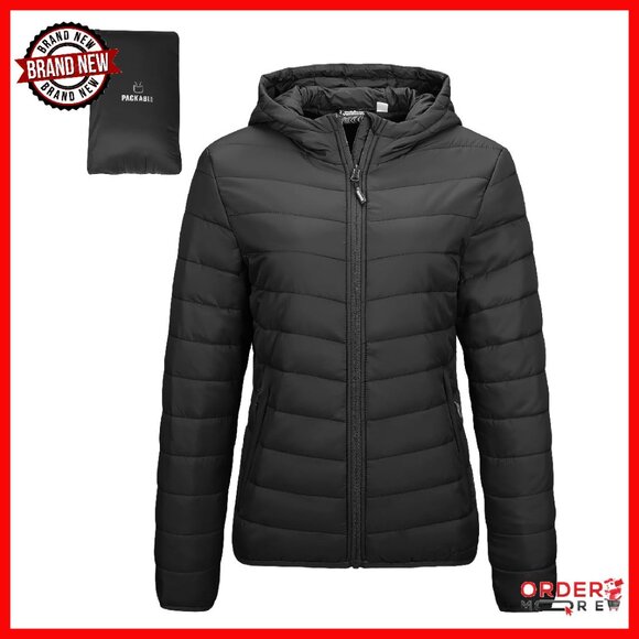 Women's Packable Lightweight Full-Zip Puffer Jacket with Hood